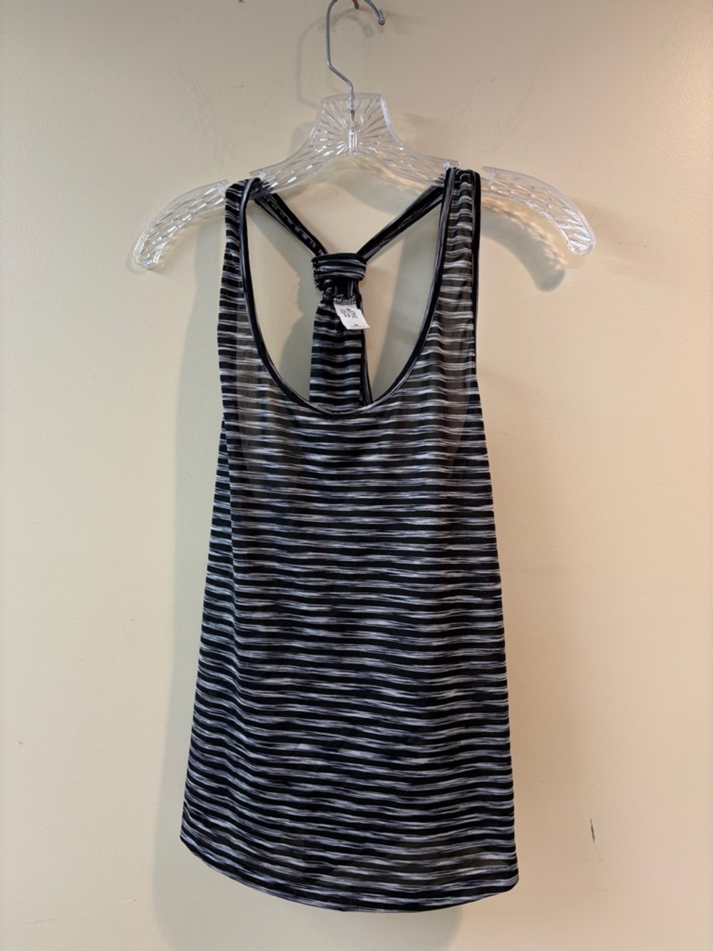 Athletic collection Black & Gray Striped Racerback Tank Top
